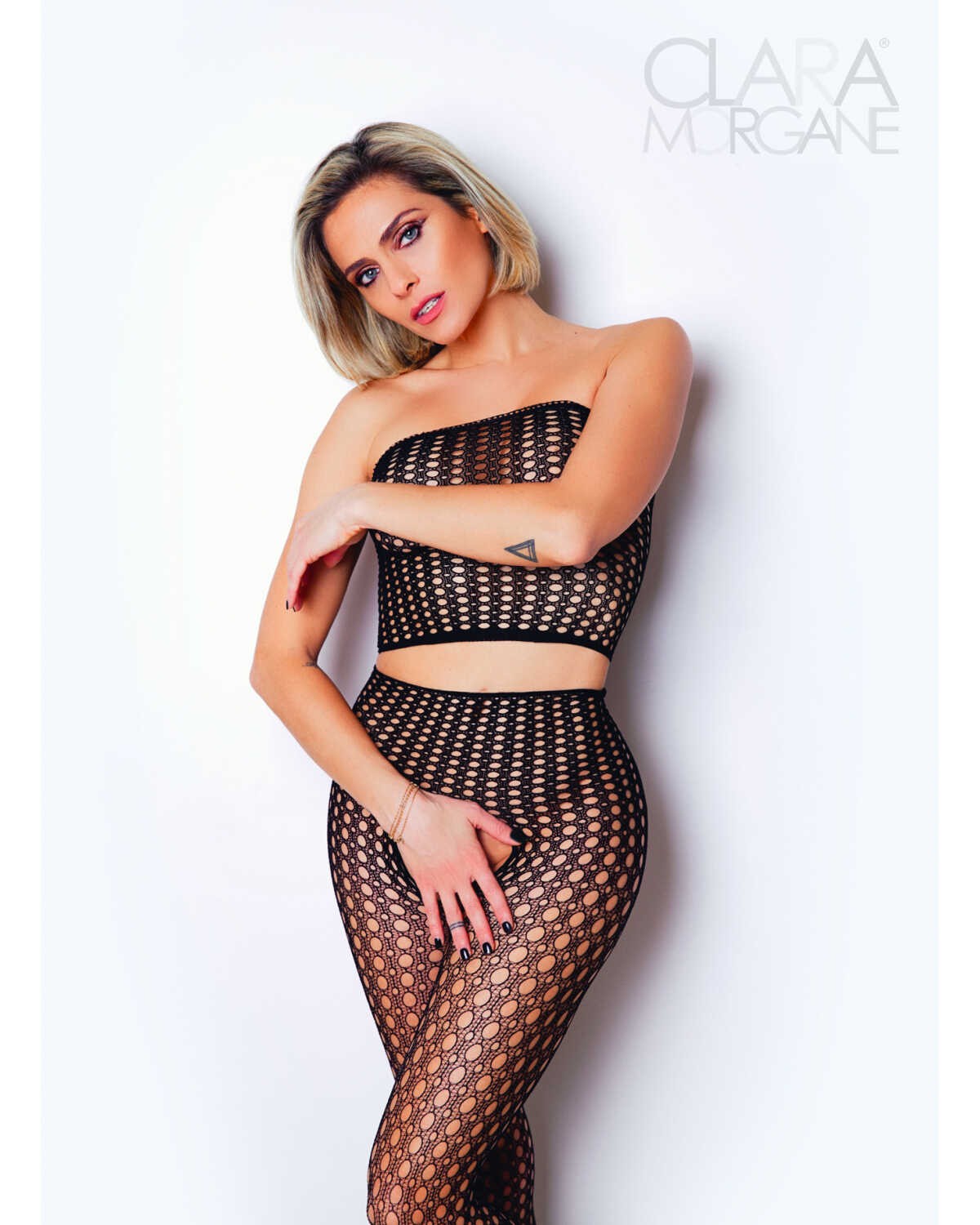 Ensemble lingerie ajouré ouvert deux pièces - Clara Morgane