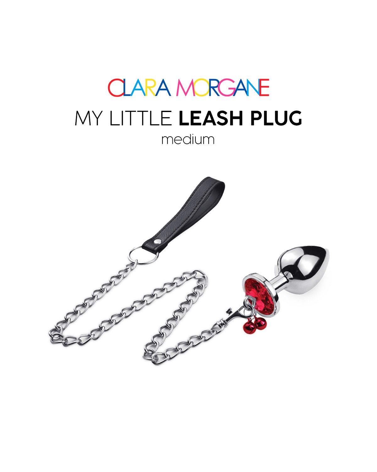 Plug anal en métal avec laisse taille M - Clara Morgane – Image 2