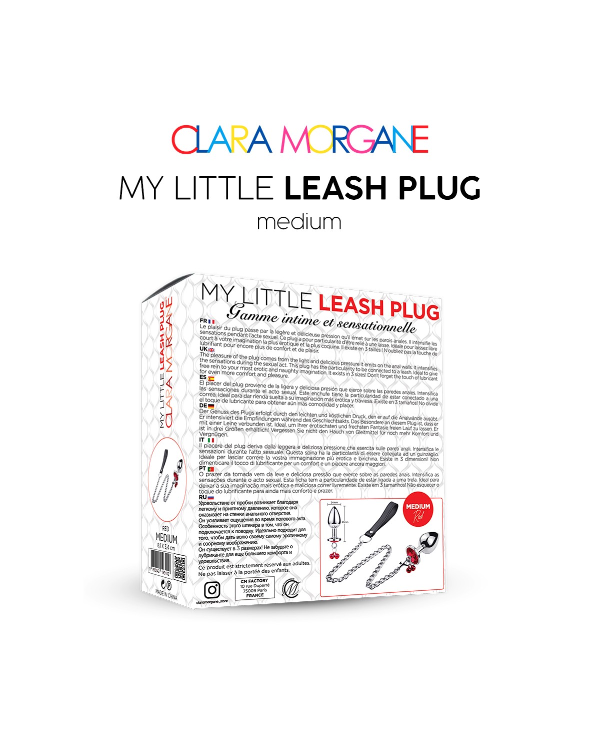 Plug anal en métal avec laisse taille M - Clara Morgane – Image 4