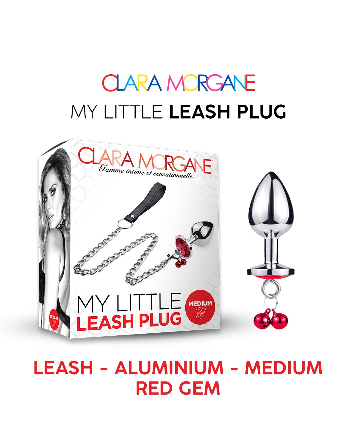 Plug anal en métal avec laisse taille M - Clara Morgane