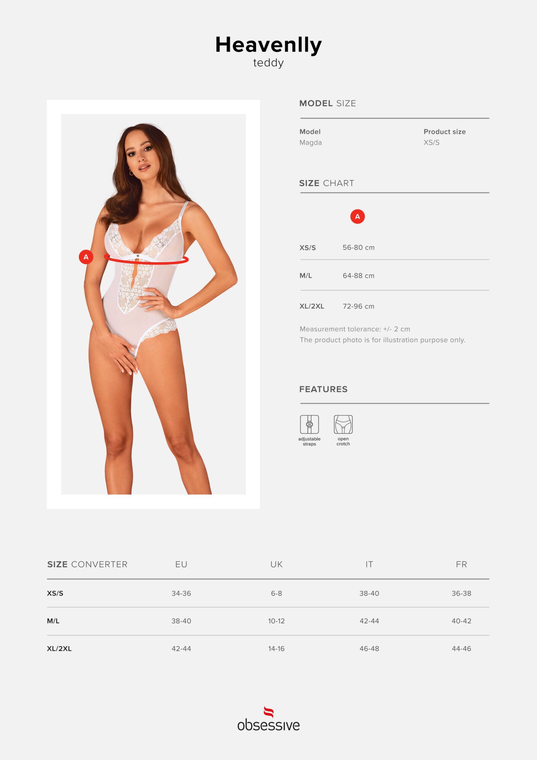 Body ouvert blanc avec pendentif bijou - Obsessive – Image 9