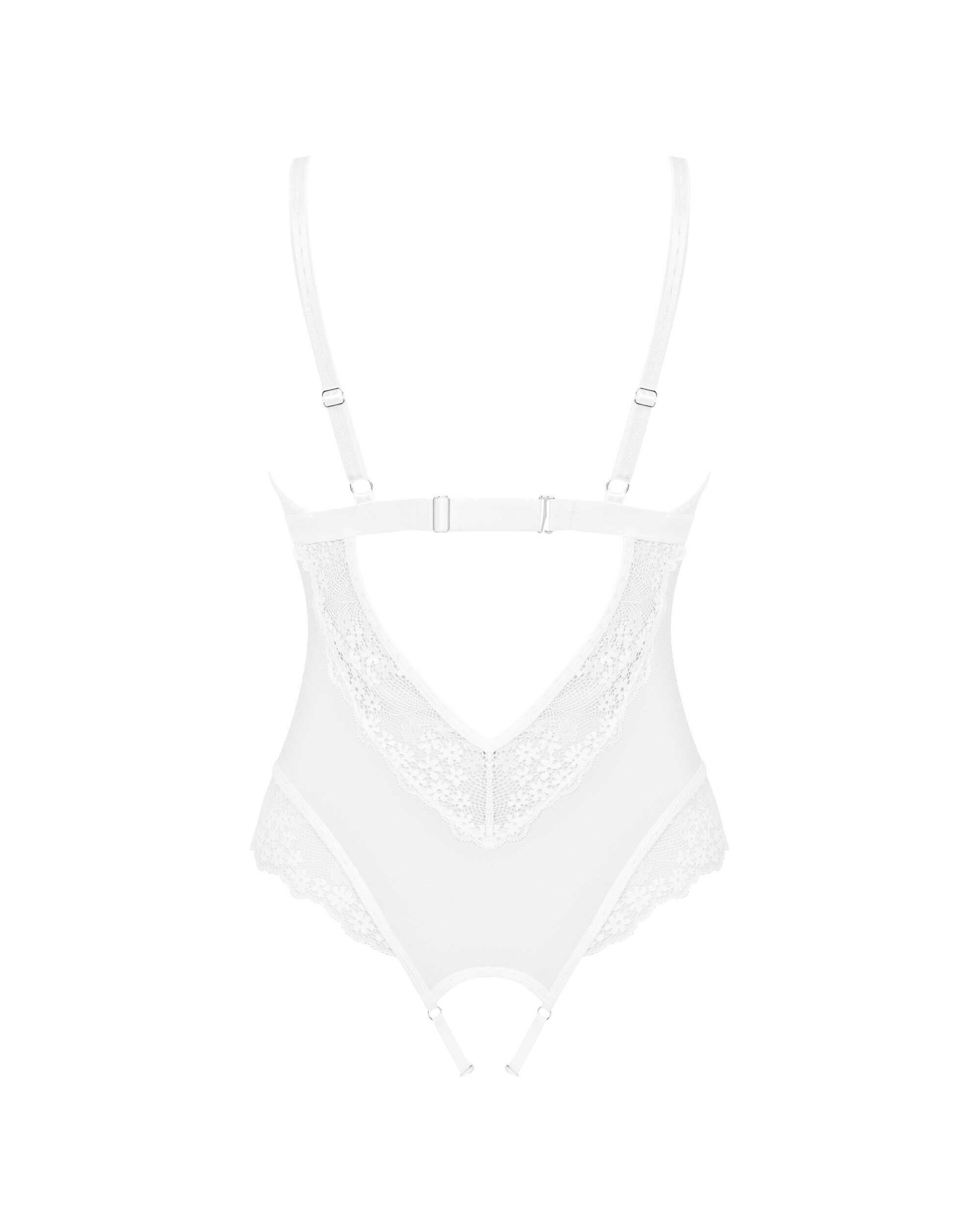 Body ouvert blanc avec pendentif bijou - Obsessive – Image 8