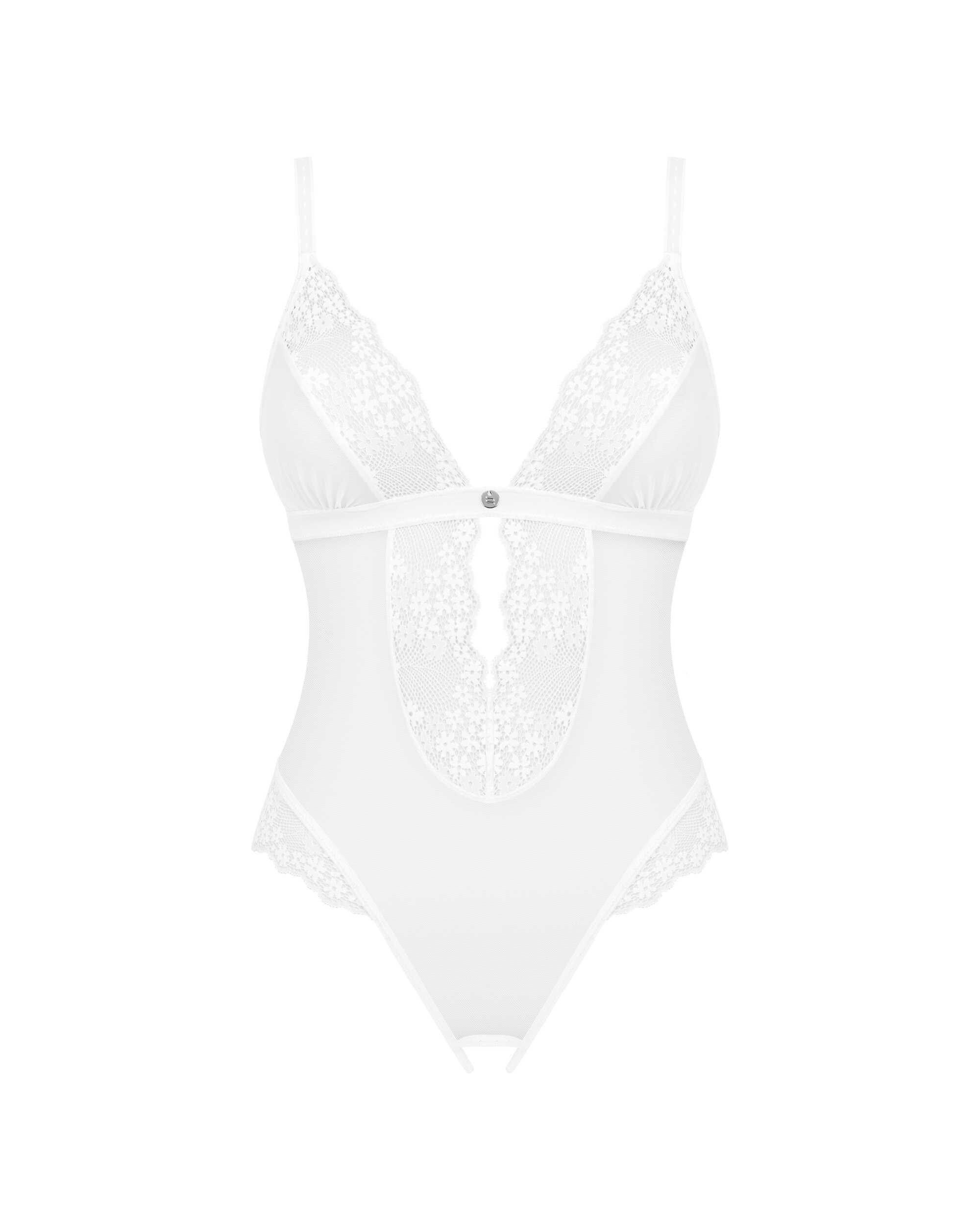 Body ouvert blanc avec pendentif bijou - Obsessive – Image 7