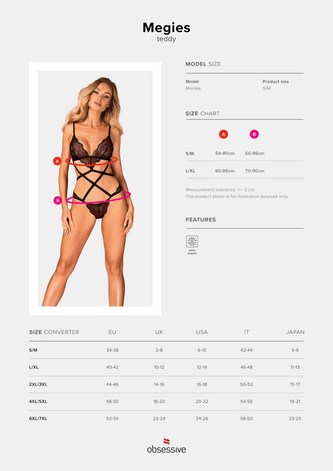 Body en dentelle noir et rouge avec sangles - Obsessive – Image 9