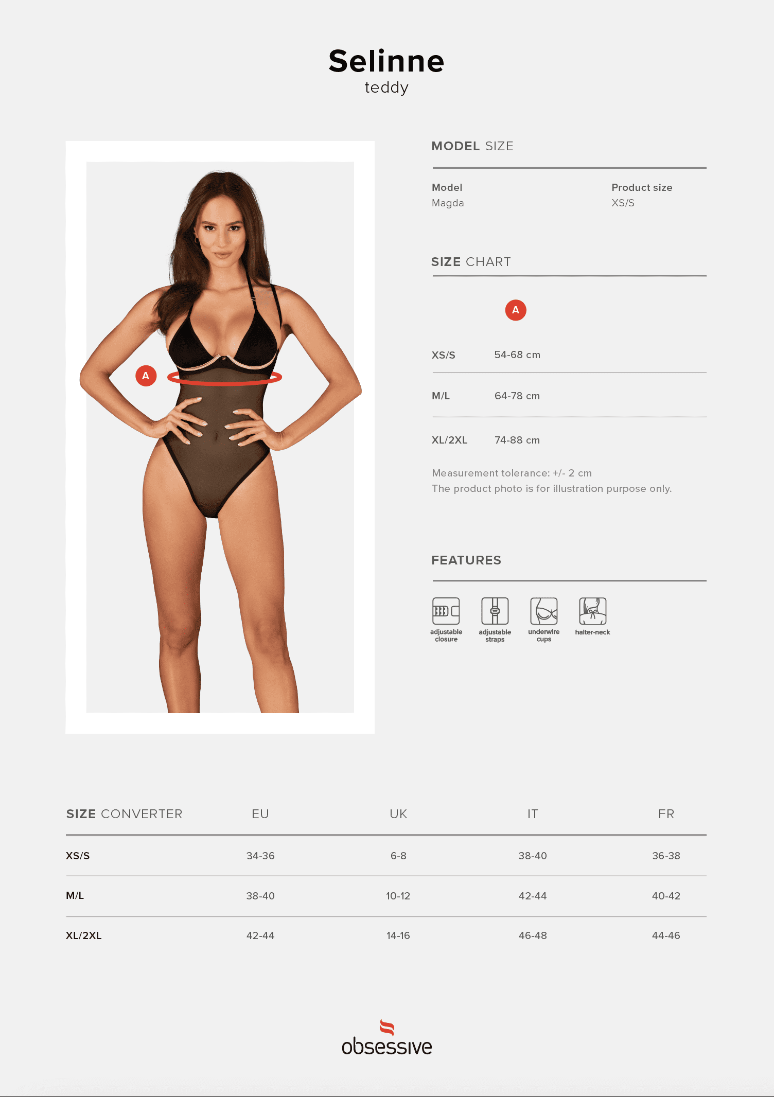 Body Selinne noir avec détails dorés - Obsessive – Image 9