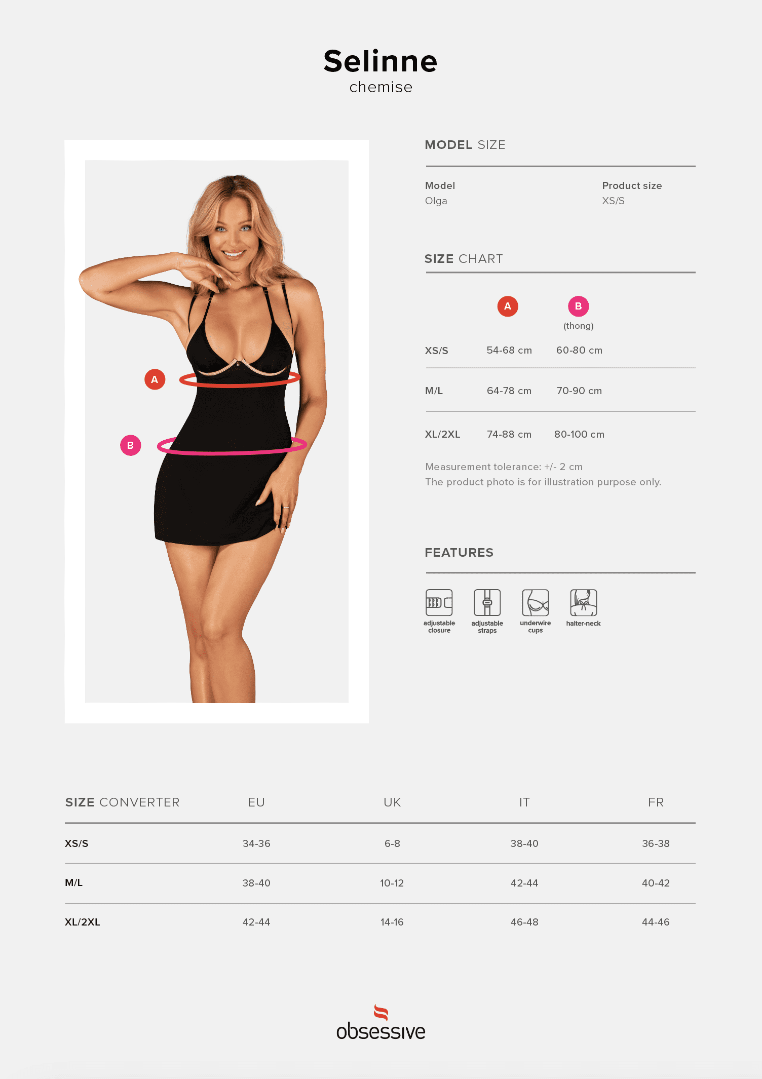 Nuisette et string assortis avec détails or rose - Obsessive – Image 9
