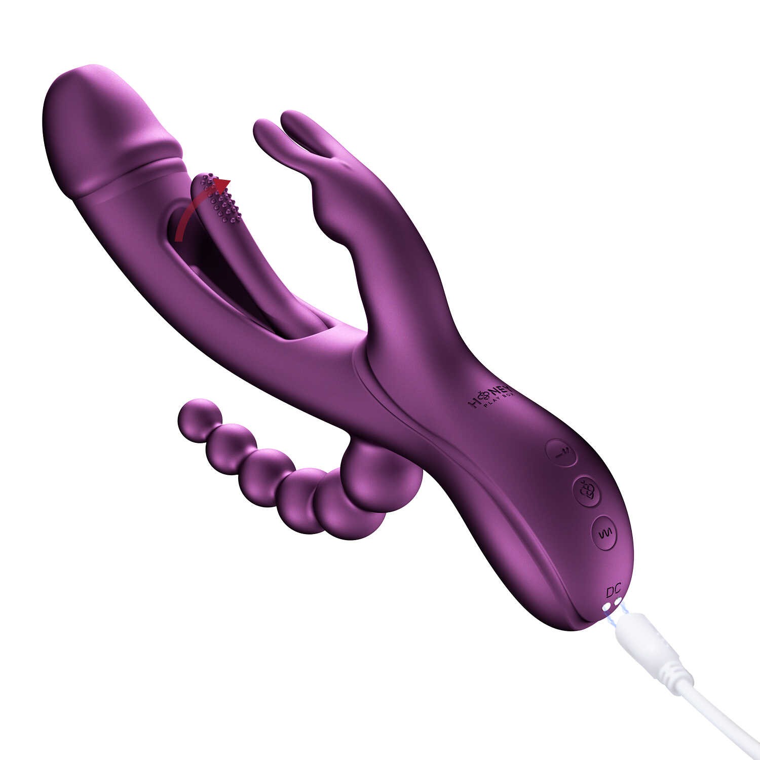 Vibromasseur rabbit 4 en 1 connecté violet - Honey Play Box – Image 5