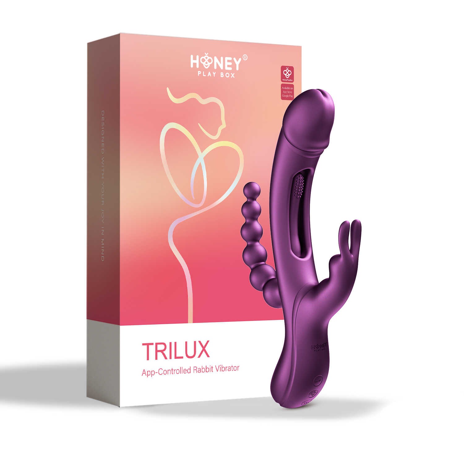 Vibromasseur rabbit 4 en 1 connecté violet - Honey Play Box