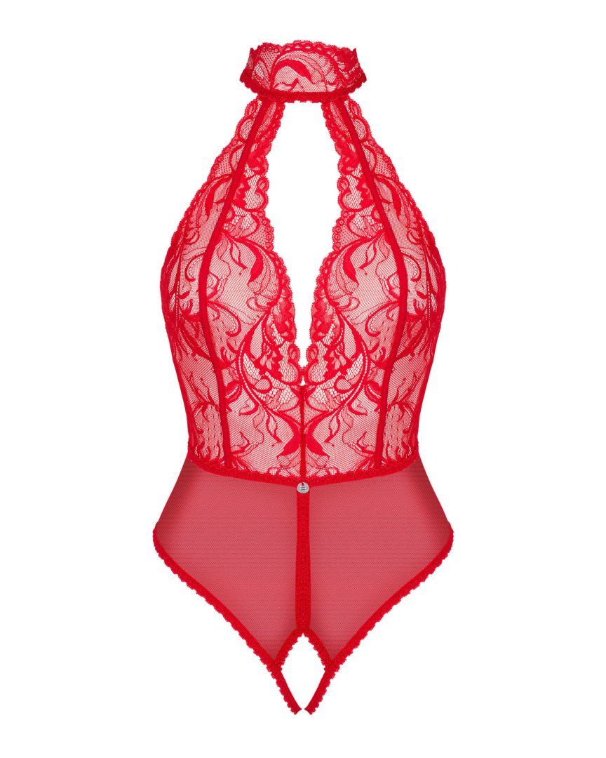 Teddy ouvert en dentelle rouge Dagmarie - Obsessive – Image 5