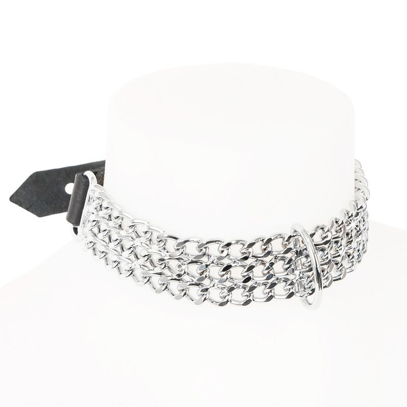 Collier à chaînes en cuir et acier BDSM - The Sinners