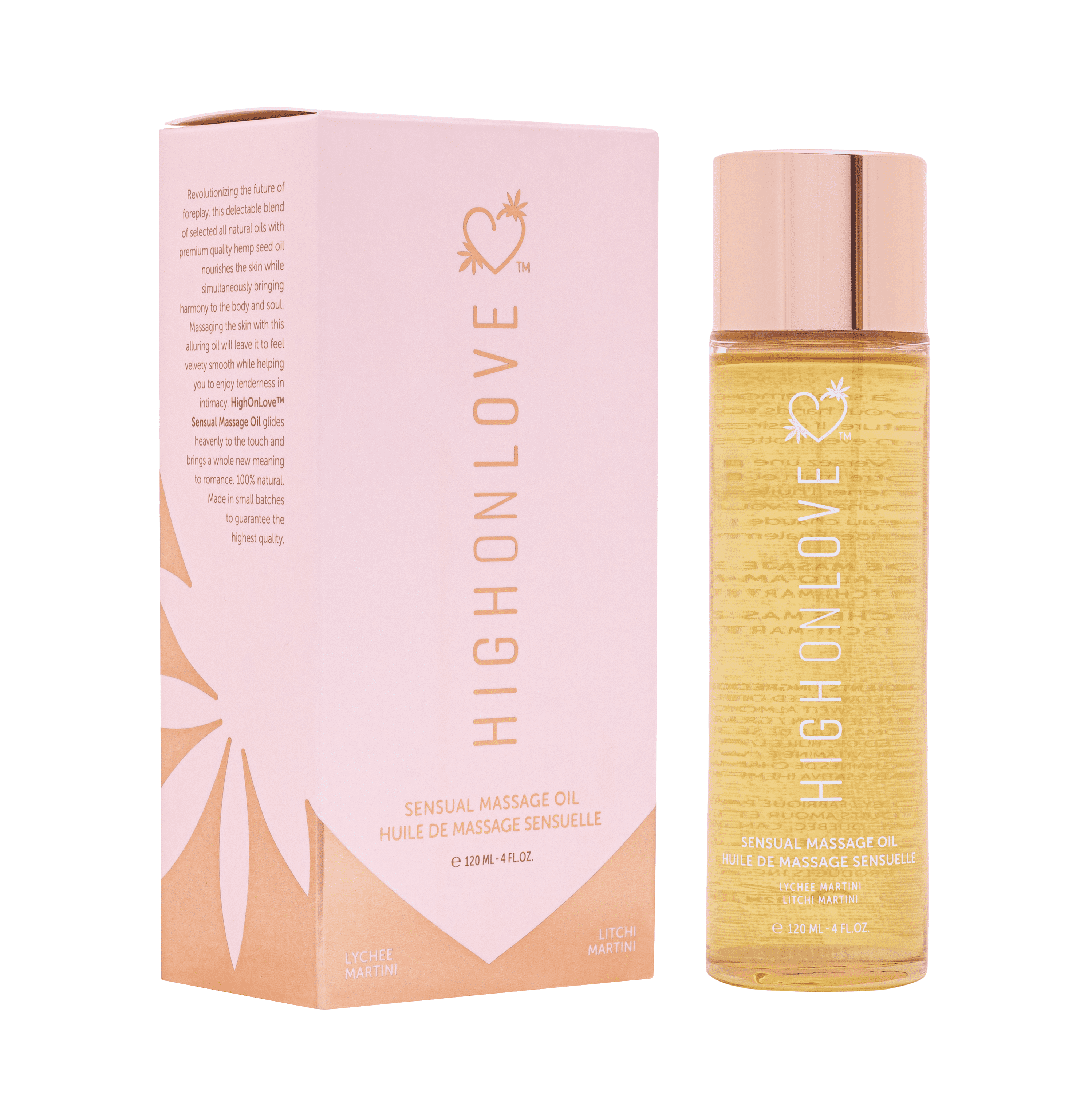 Huile de massage sensuelle martini litchi 120 ml - High On Love
