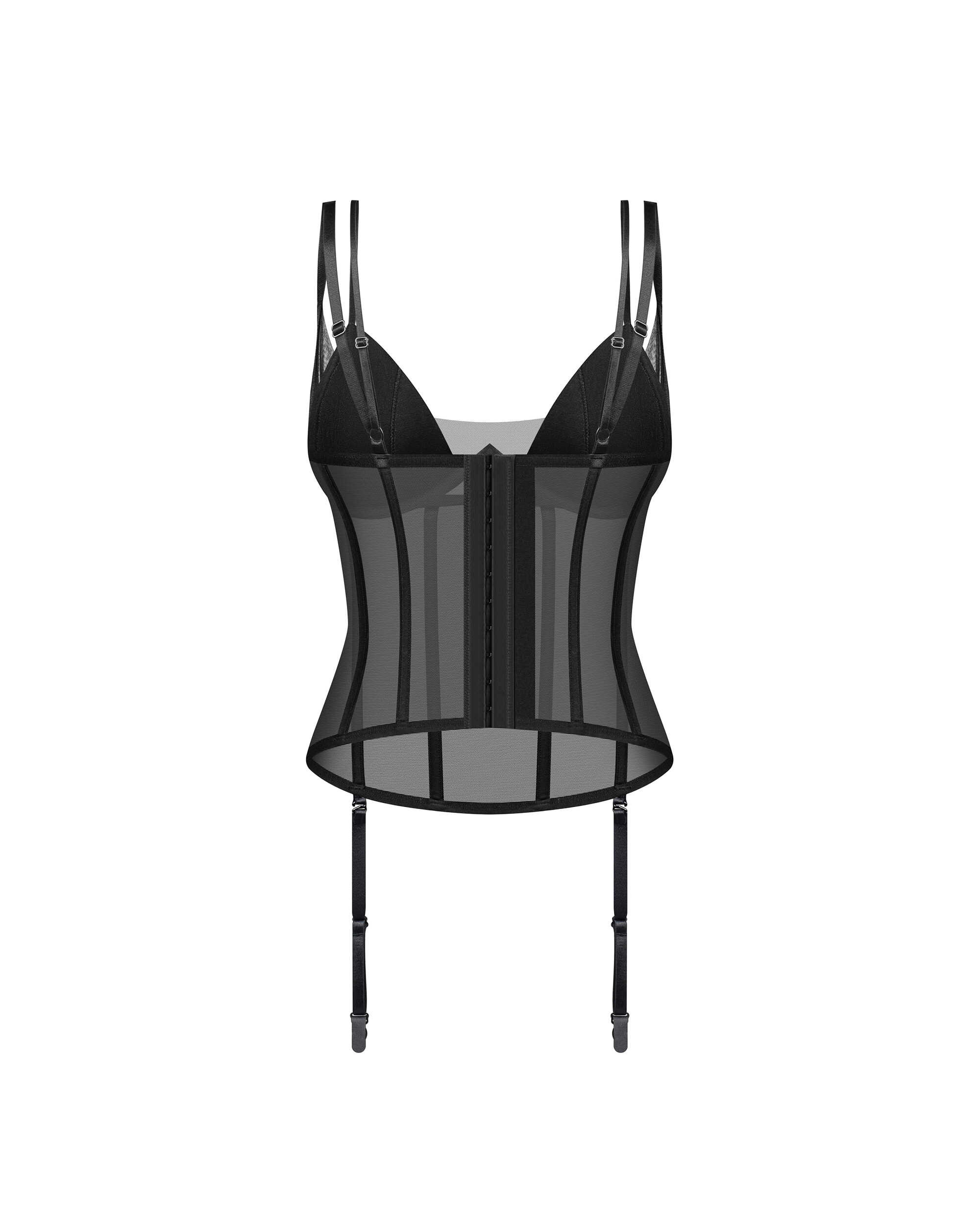 Corset en maille élastique avec baleines et bretelles - Obsessive – Image 2