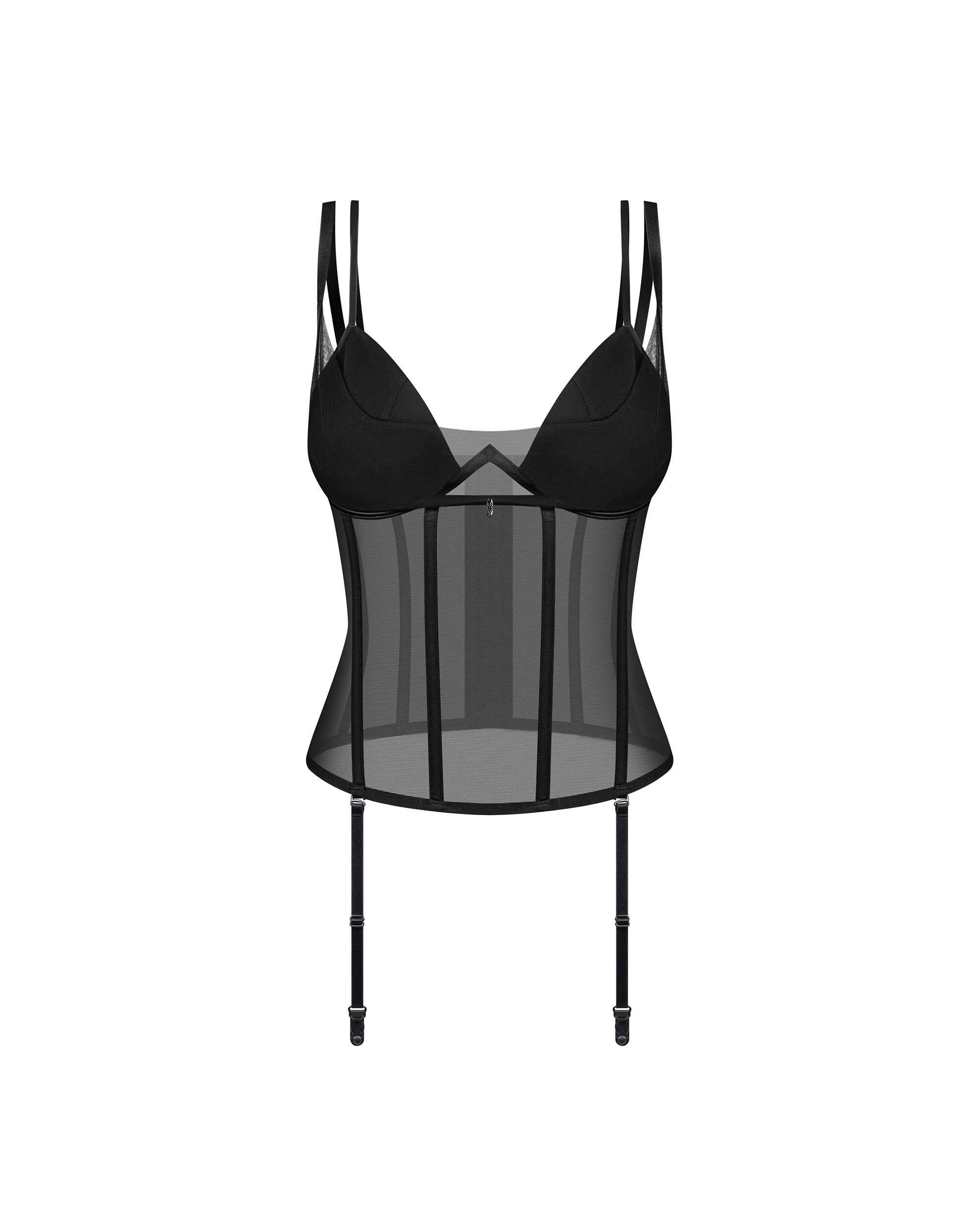 Corset en maille élastique avec baleines et bretelles - Obsessive