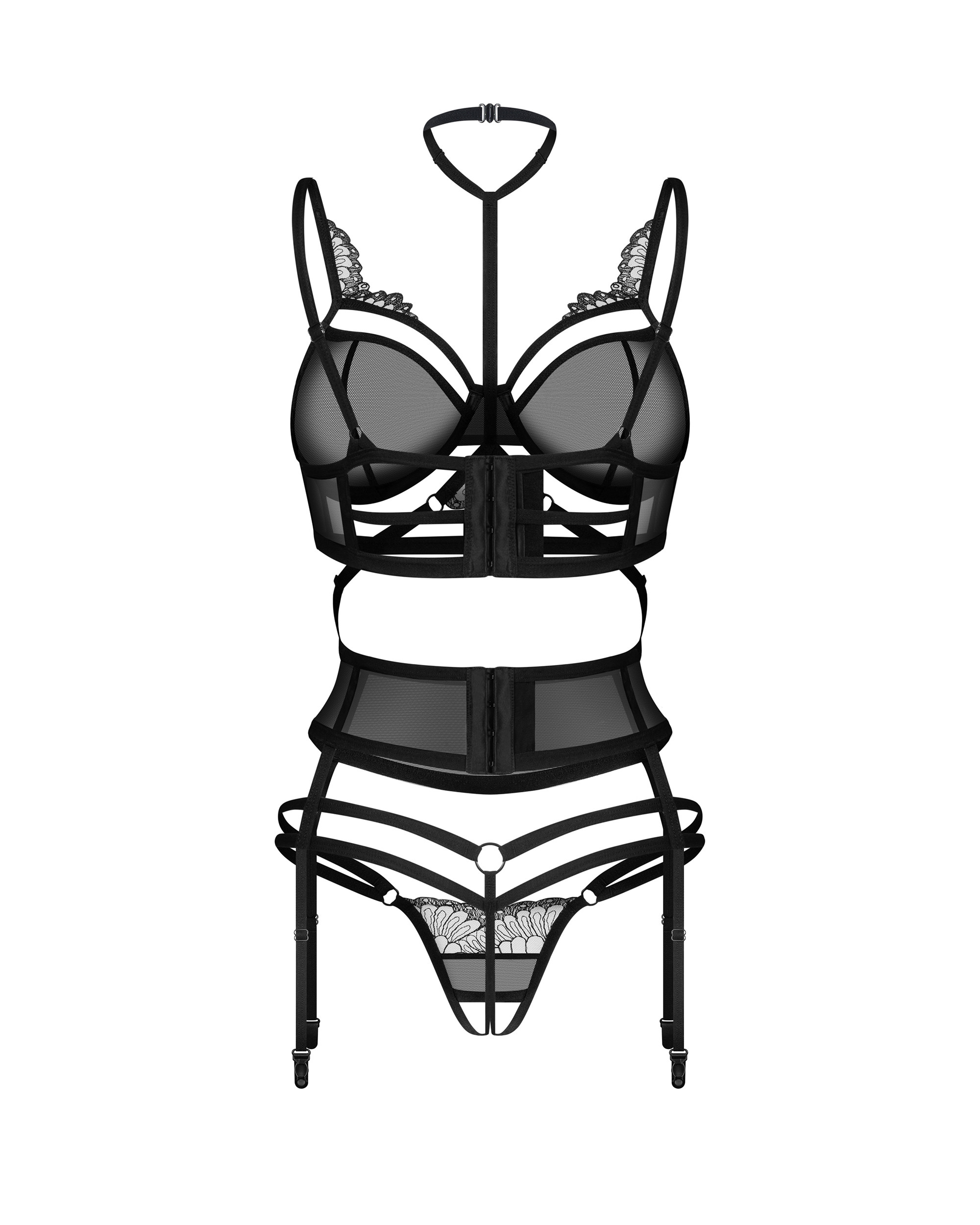 Ensemble lingerie ouvert 3 pièces avec collier premium - Obsessive – Image 7