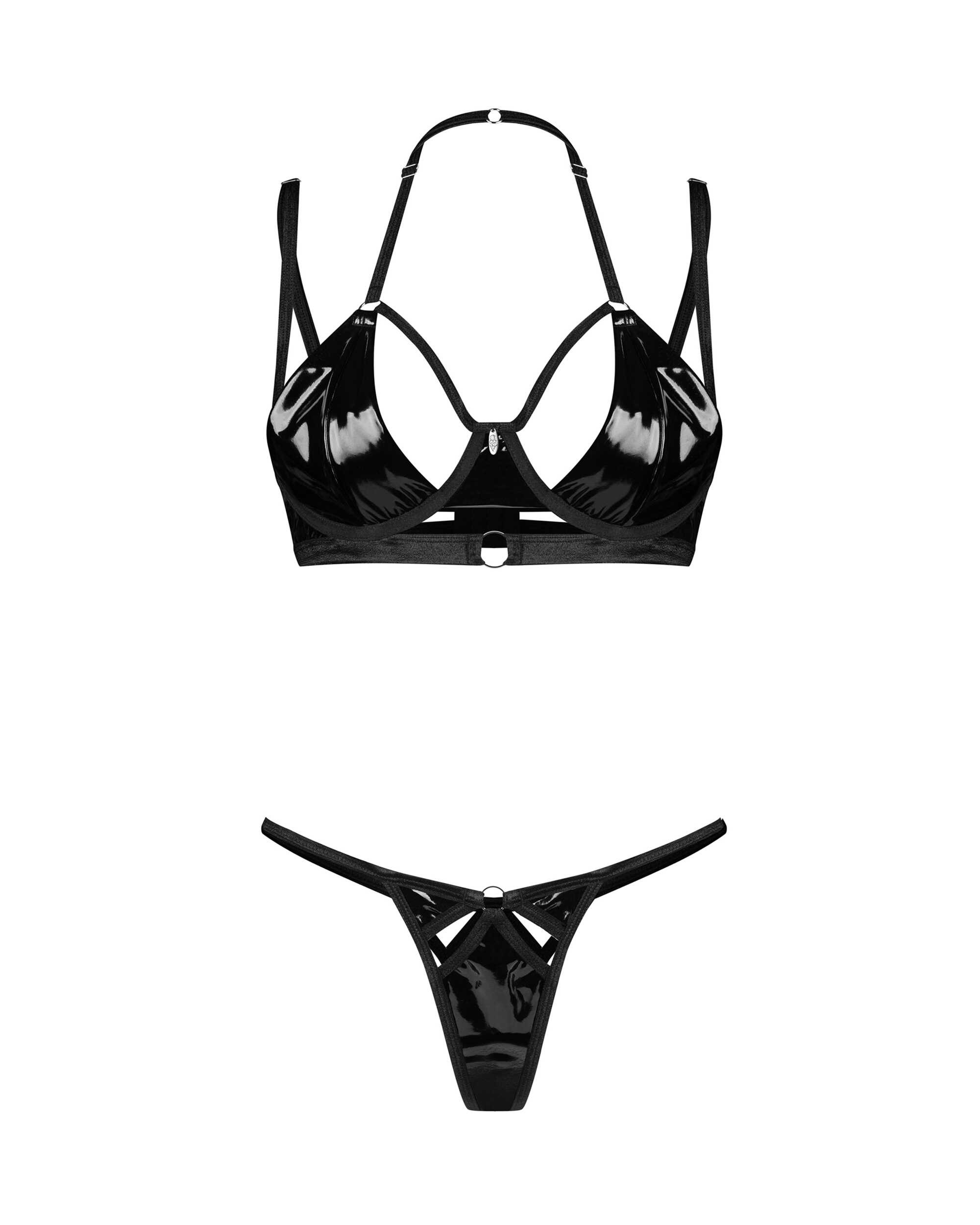 Ensemble lingerie effet latex avec pendentif - Obsessive – Image 3