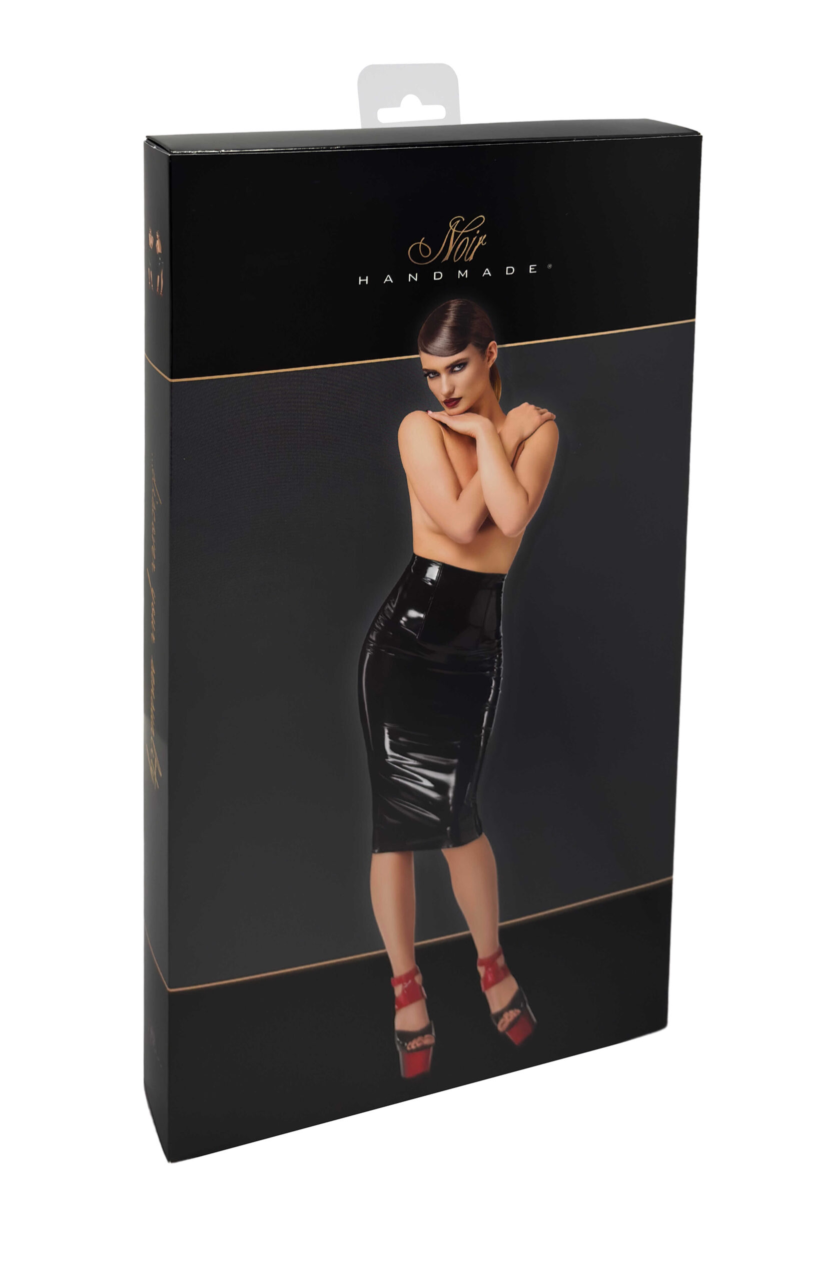 Jupe crayon taille haute en PVC brillant - Noir Handmade – Image 10
