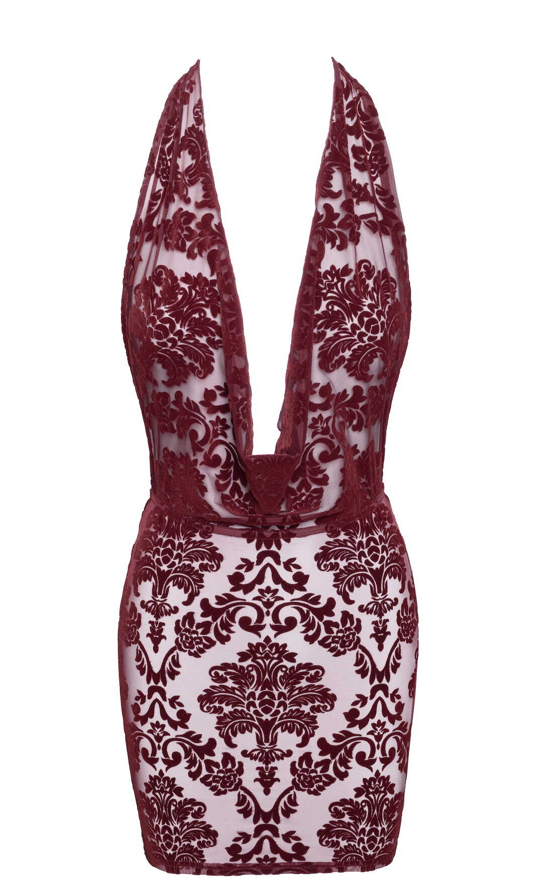 Mini robe en tulle floqué bordeaux dos nu - Noir Handmade – Image 8