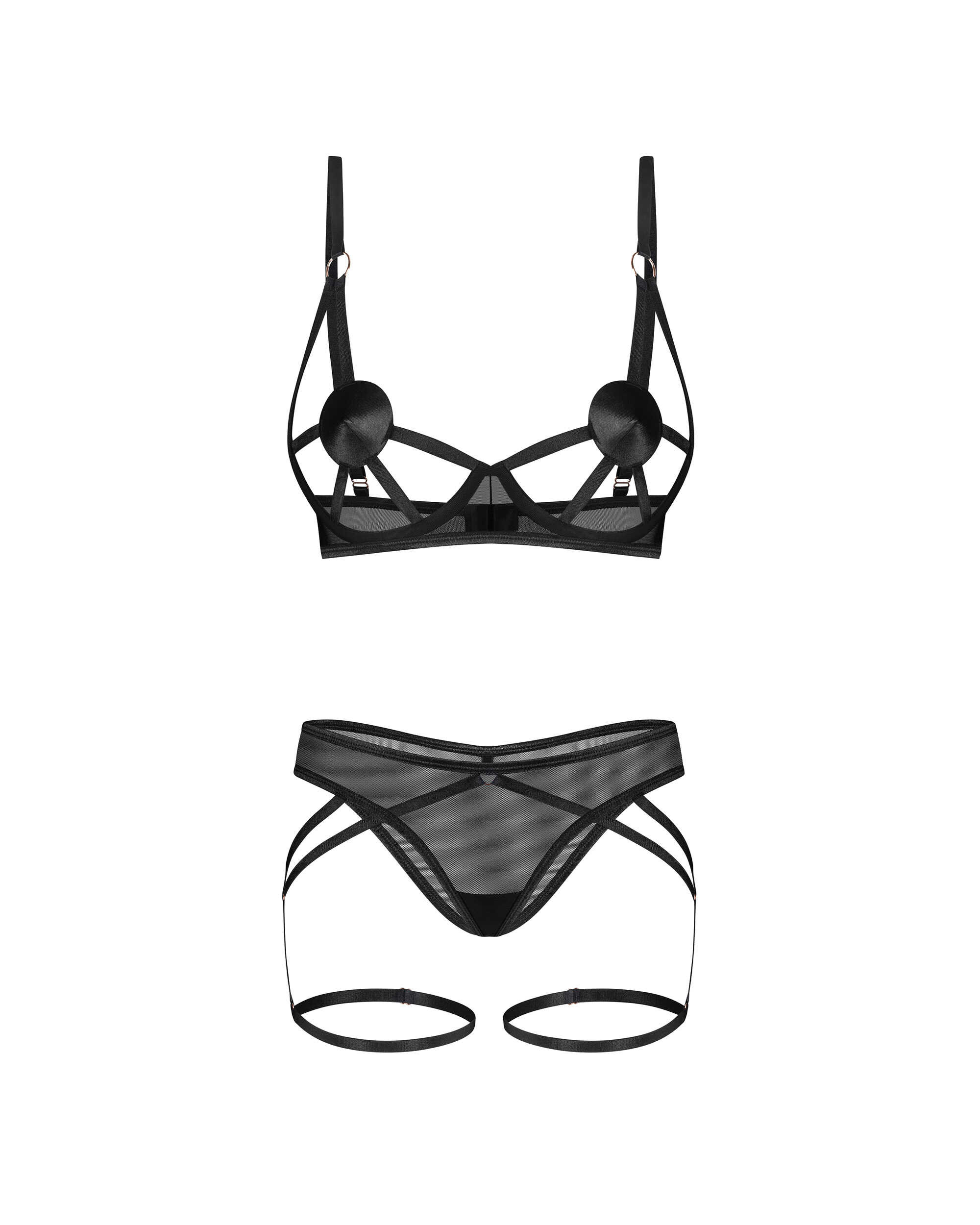 Ensemble lingerie harnais à lanières et cache-tétons - Obsessive – Image 4