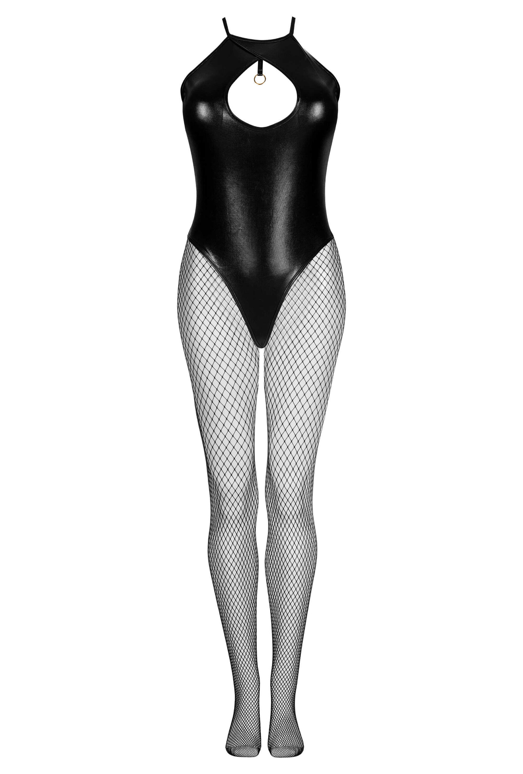 Ensemble lingerie wet look avec collants résille - Beauty Night – Image 13