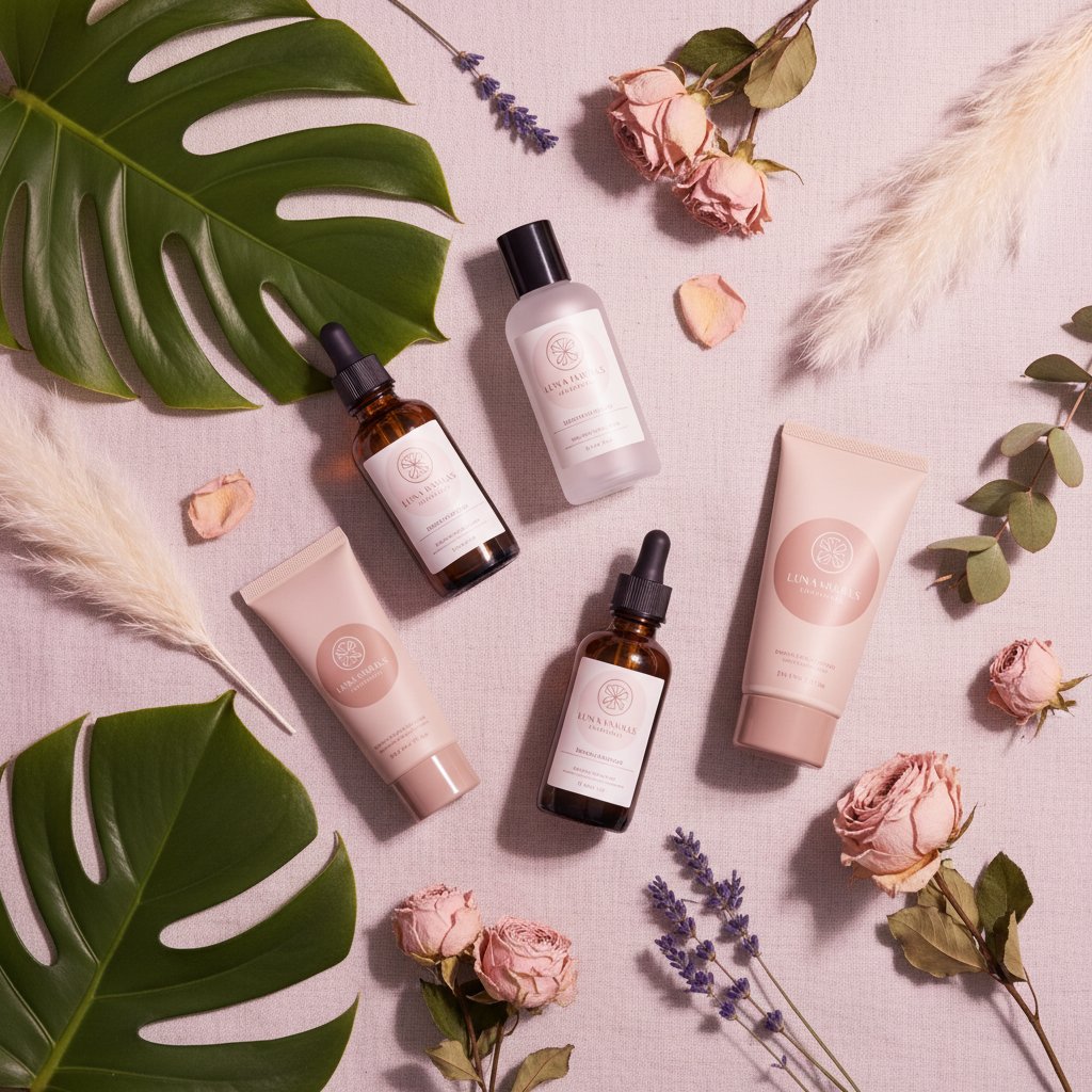 Label bio cosmetique intime certification - cosmetiques bio naturels flat lay