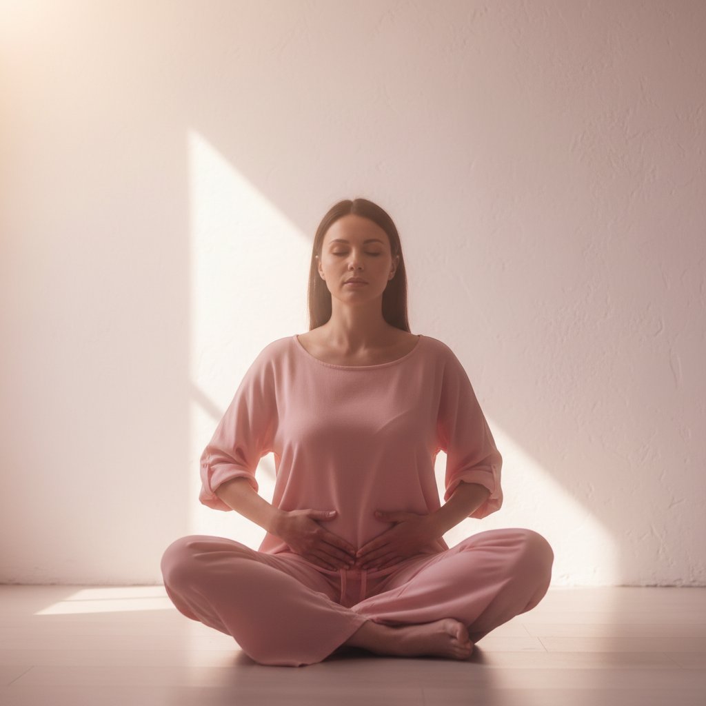 Exercices sensorialité féminine - femme pratiquant la respiration consciente