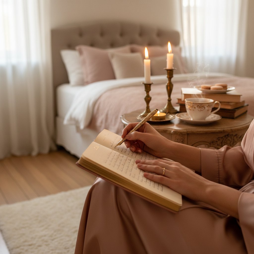 Journal intime erotique - femme ecrivant dans un carnet intime