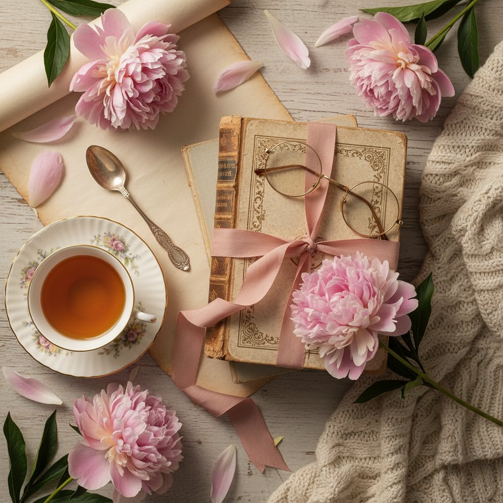 Littérature érotique femme - pile de livres avec fleurs romantiques