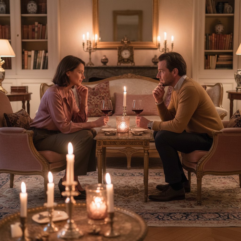 Parler de ses fantasmes couple - discussion romantique autour d'un verre