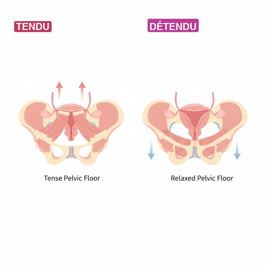 Relaxation pelvienne et plaisir feminin - comparaison perinee tendu et detendu