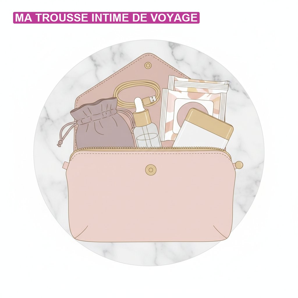 Vibromasseur voyage transport discret - trousse de voyage avec accessoires intimes essentiels