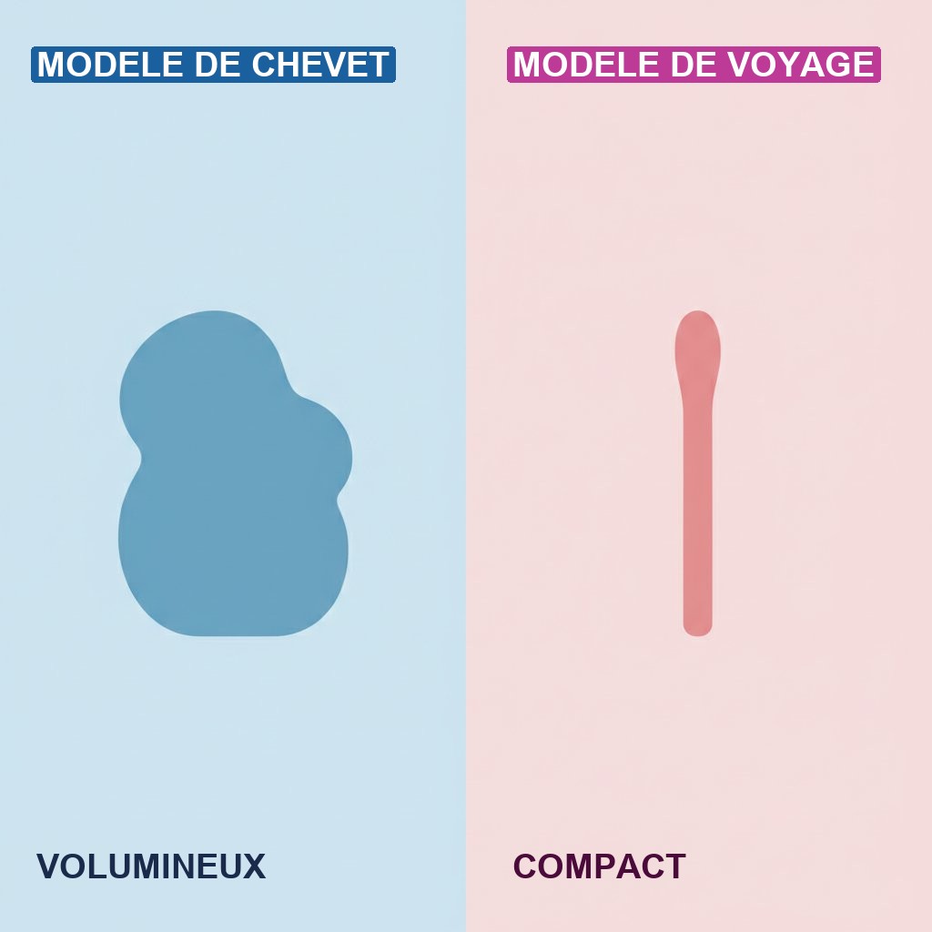 Vibromasseur voyage transport discret - comparaison entre modèle classique imposant et modèle voyage compact