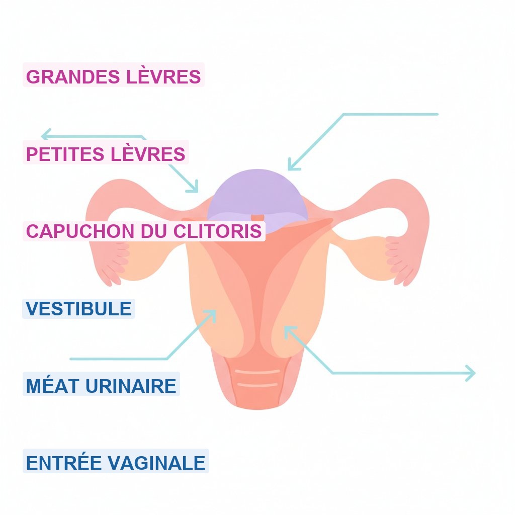 Vulve anatomie différences normales - schéma des organes génitaux externes