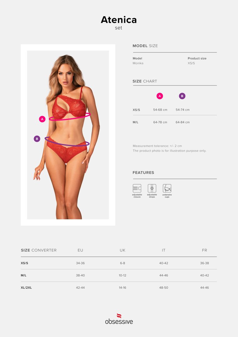 Ensemble lingerie dentelle rouge asymétrique - Obsessive – Image 9
