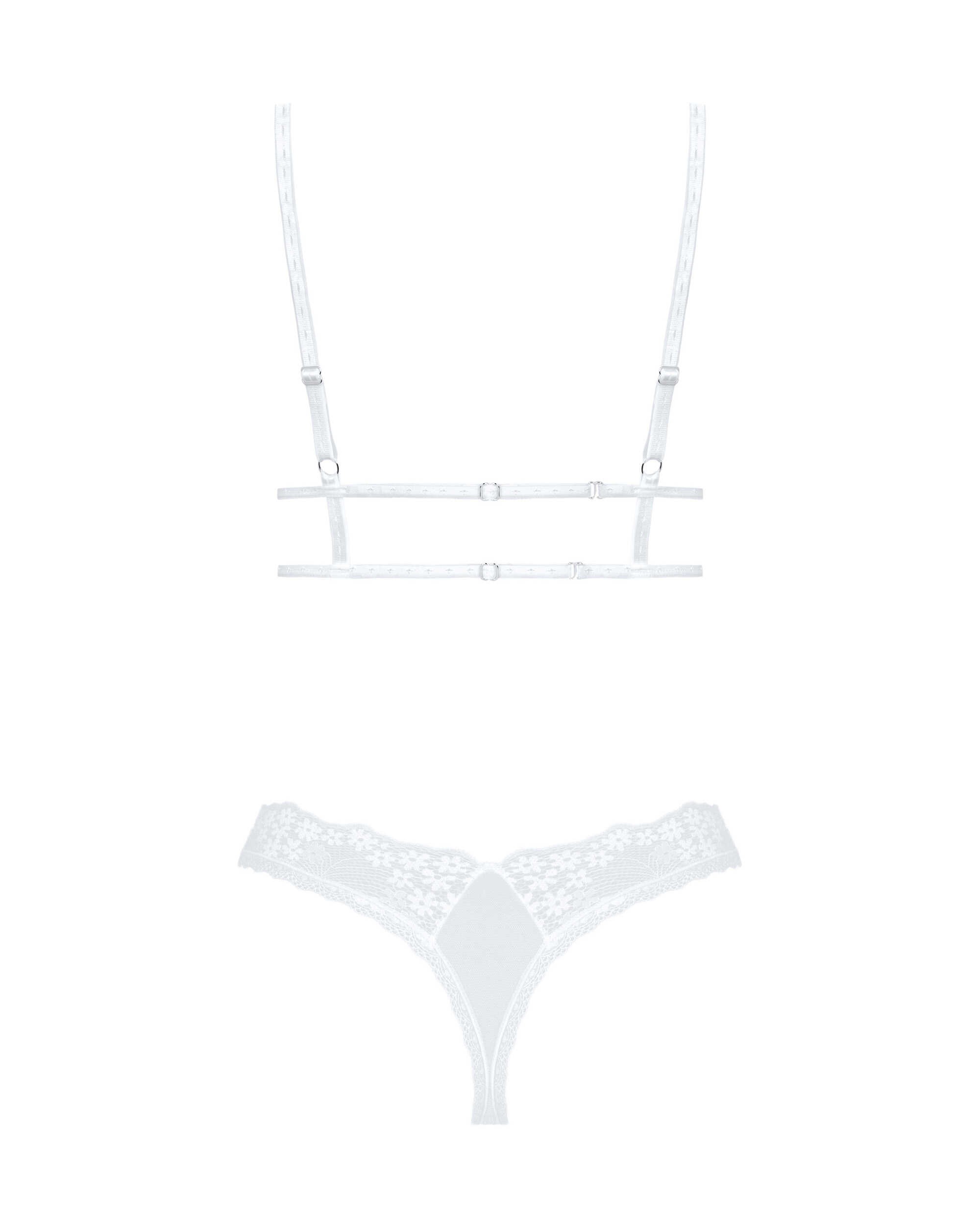 Ensemble lingerie dentelle florale blanche - Obsessive – Image 8
