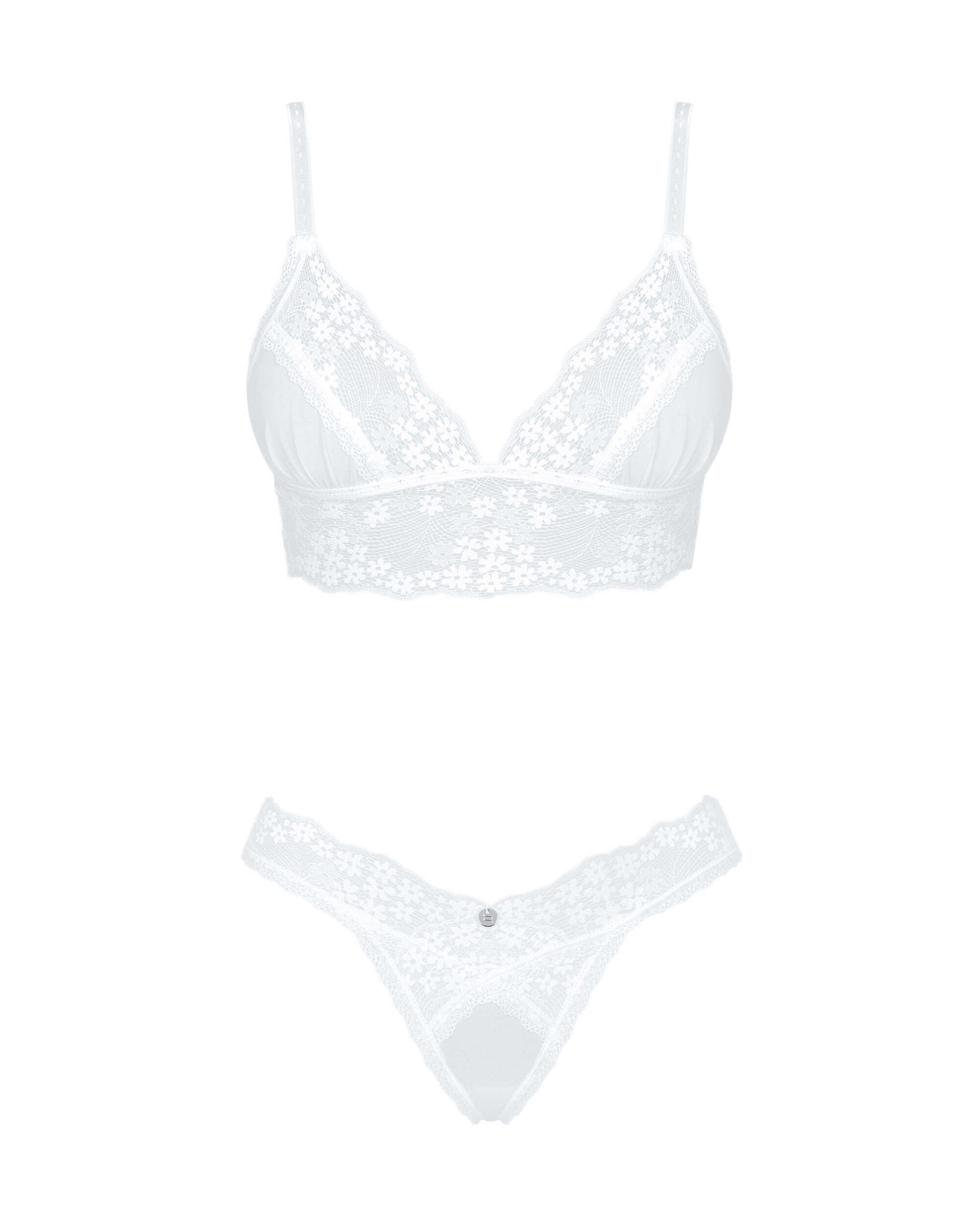 Ensemble lingerie dentelle florale blanche - Obsessive – Image 7