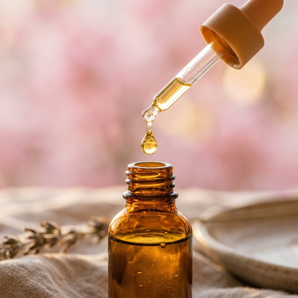 Antioxydant vitamine E huile maison - goutte ajoutée dans flacon ambré
