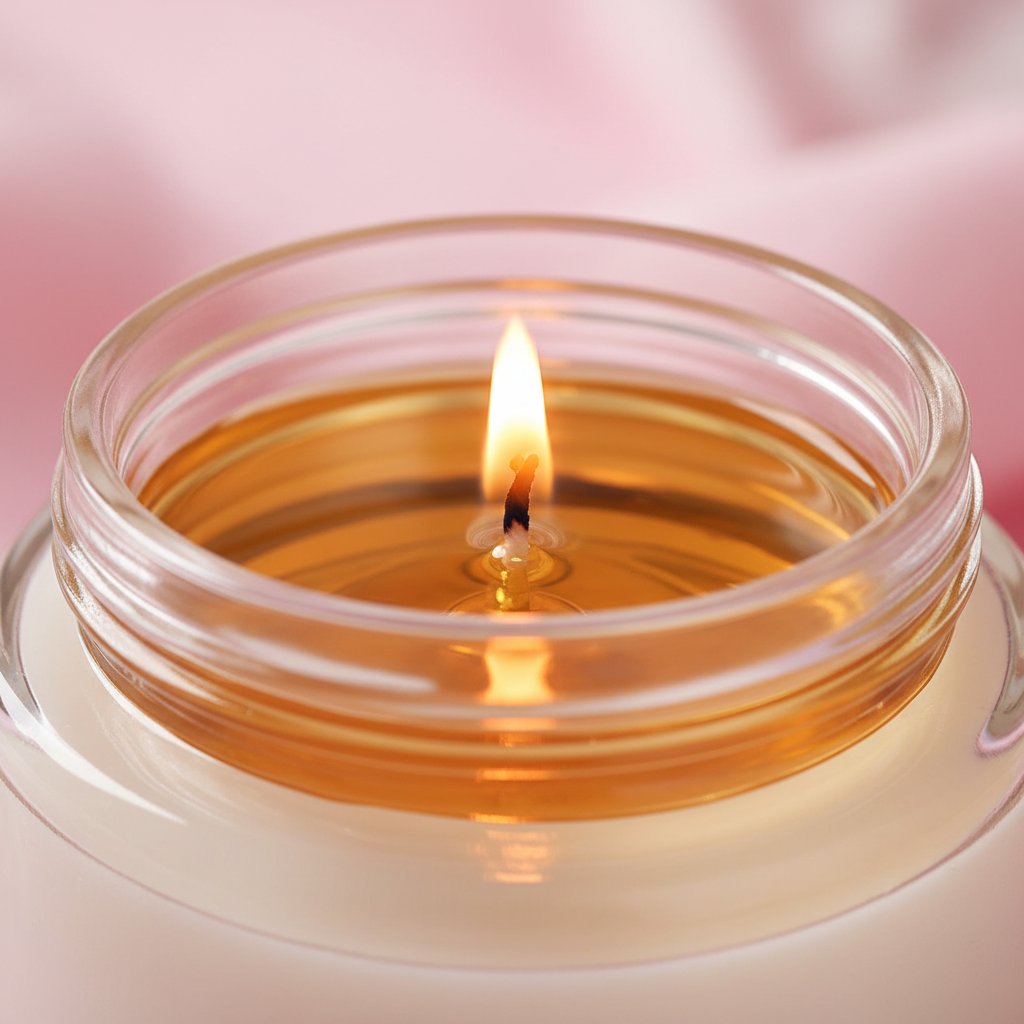 bougie massage embrassable utilisation guide - cire fondue en gros plan dans son contenant