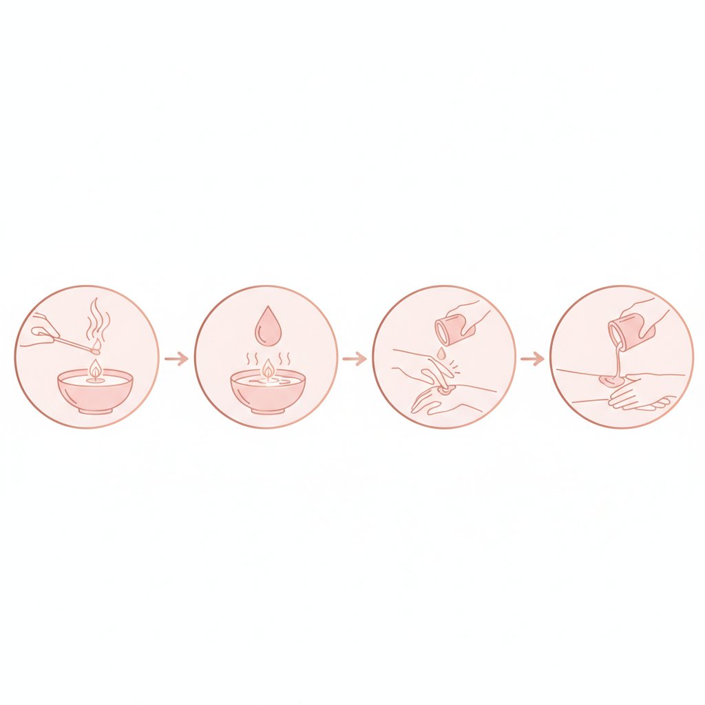 bougie massage embrassable utilisation guide - étapes d'utilisation pas à pas en infographie