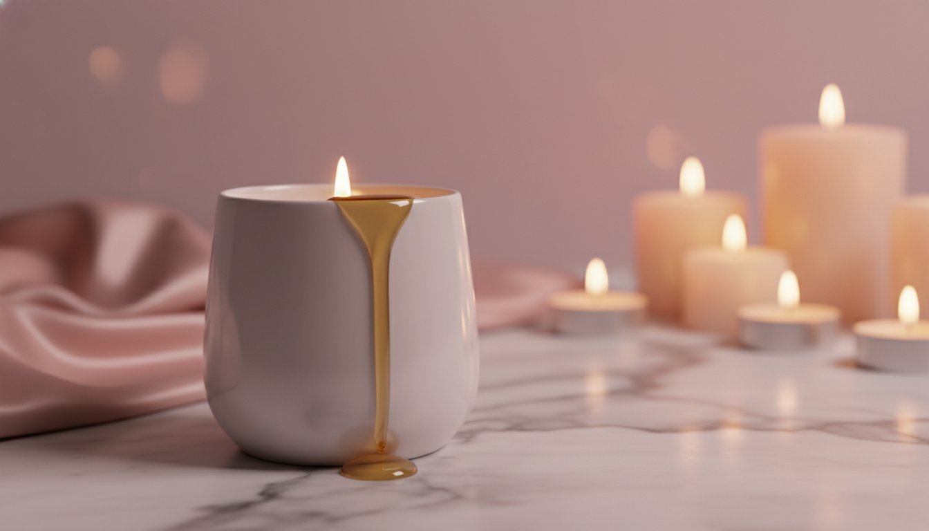 Cire de soja cosmétique avantages bienfaits - bougie de massage allumée ambiance cosy