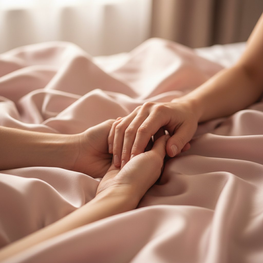 Couple silencieux briser tabous - mains entrelacées symbole de complicité retrouvée