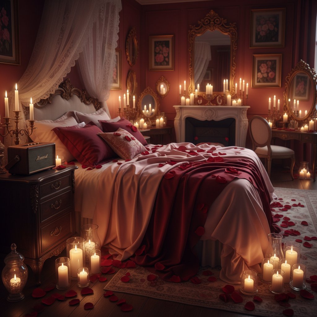 Crossfade spotify ambiance romantique - bougies allumées chambre intime