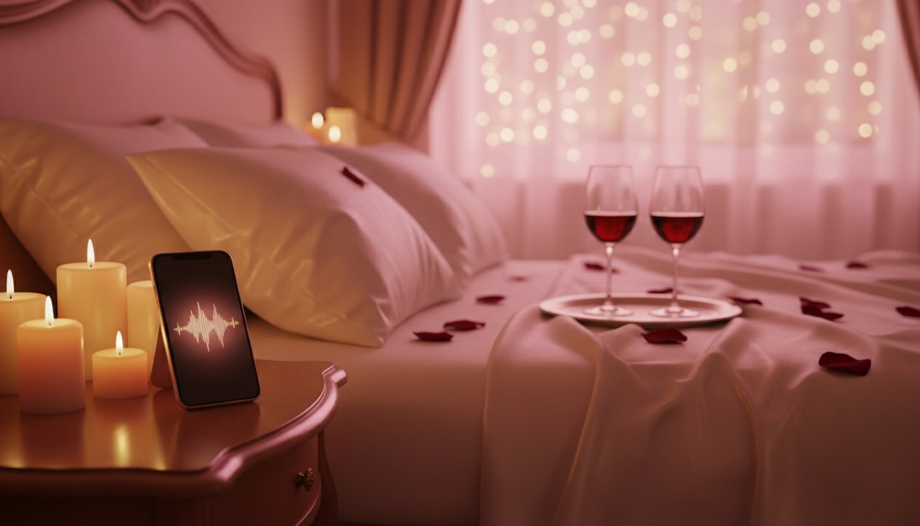 Crossfade spotify ambiance romantique - chambre tamisée bougies smartphone musique