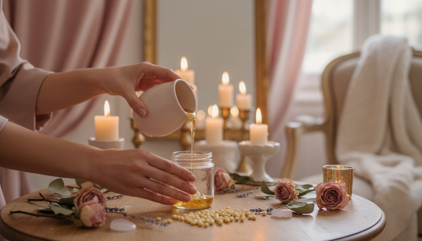 DIY bougie massage maison couple recette - ingredients ambiance