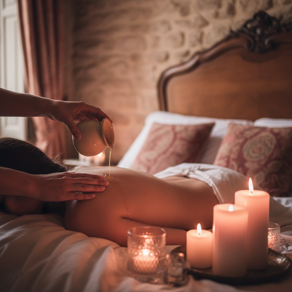 DIY bougie massage maison couple recette - massage huile chaude couple