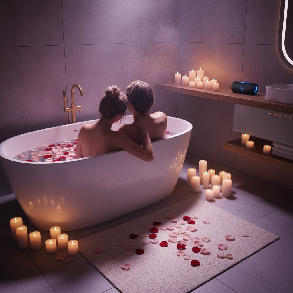 Enceinte étanche IPX7 couple bain romantique