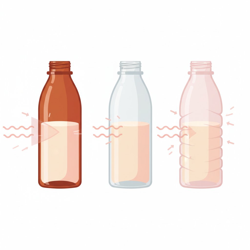Flacon ambré cosmetique intime avantages - comparaison verre ambré verre clair PET