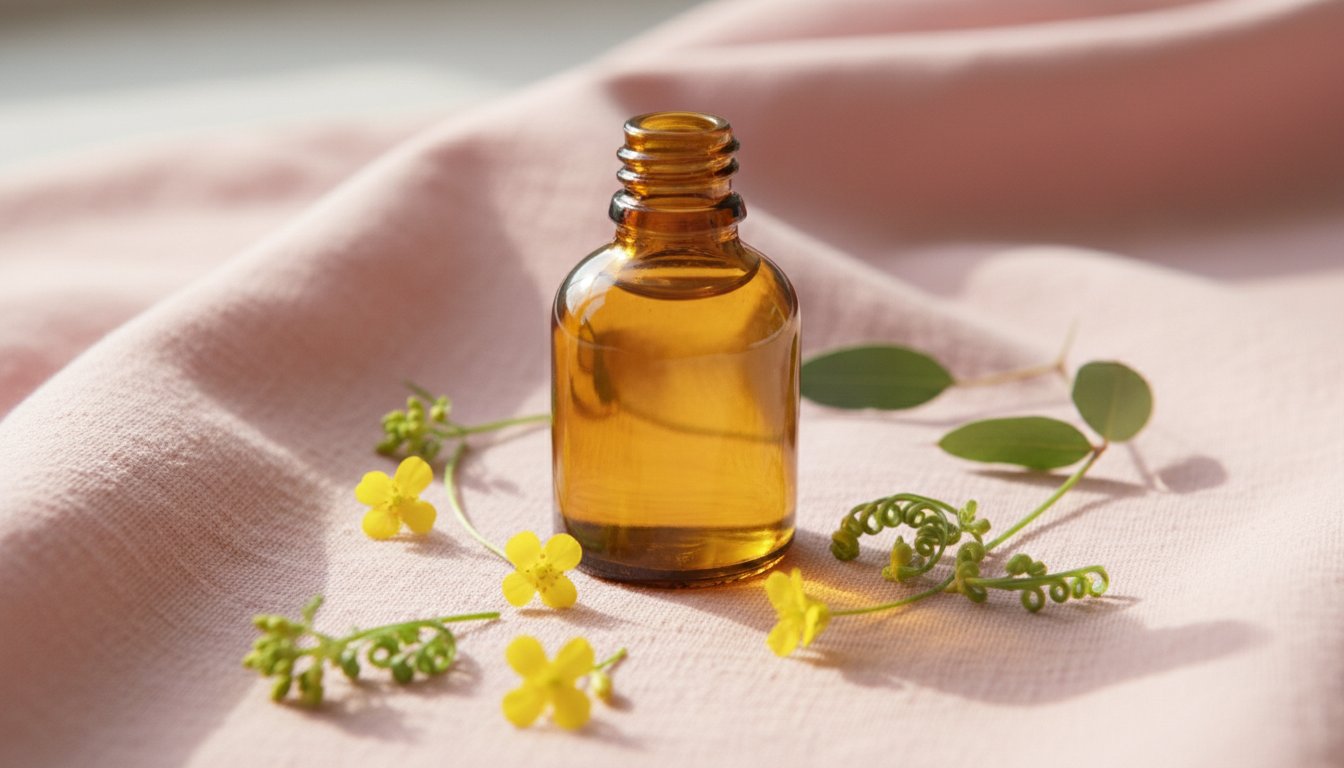Huile cameline soin intime sensible - flacon ambre et fleurs naturelles