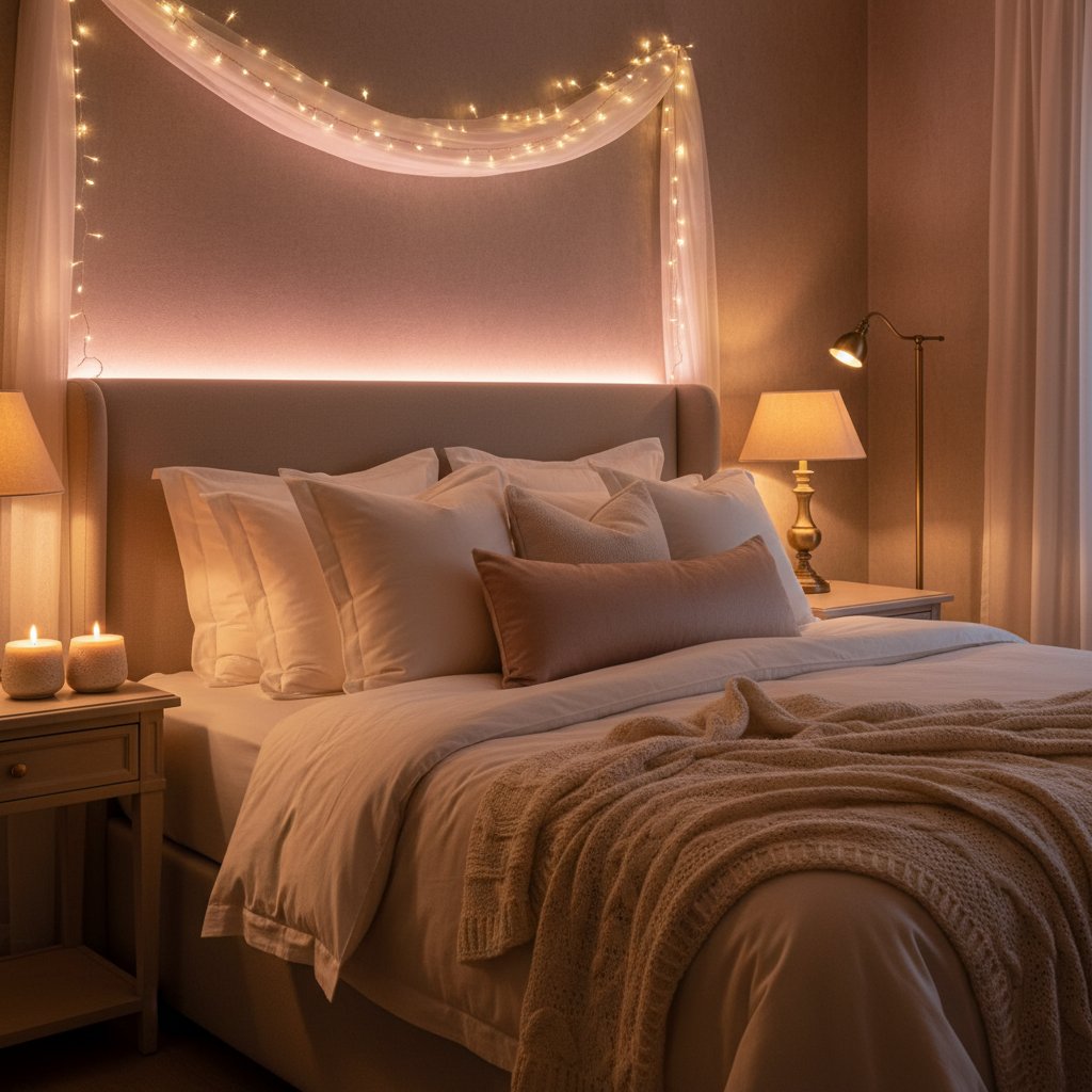Lumière ambiance chambre couple - bougies de massage et LED pour une ambiance intime