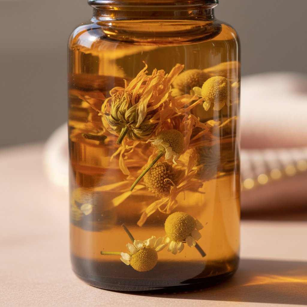 Macérât huileux fait maison recette intime - calendula séché infusé dans huile