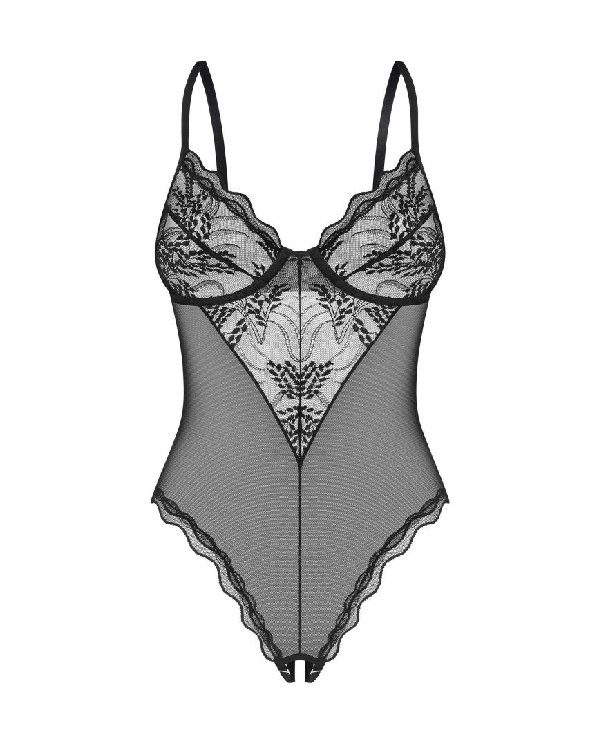 Body ouvert en dentelle et résille Perisia - Obsessive